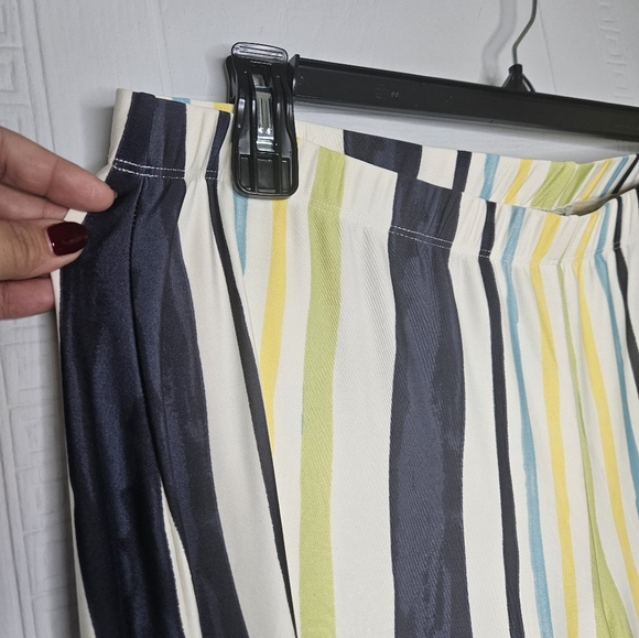 Serengeti Plus 1X Blue Yellow Stripe Wide Leg Pull On Pants NWOT Coastal Grandma - Picture 3 of 10